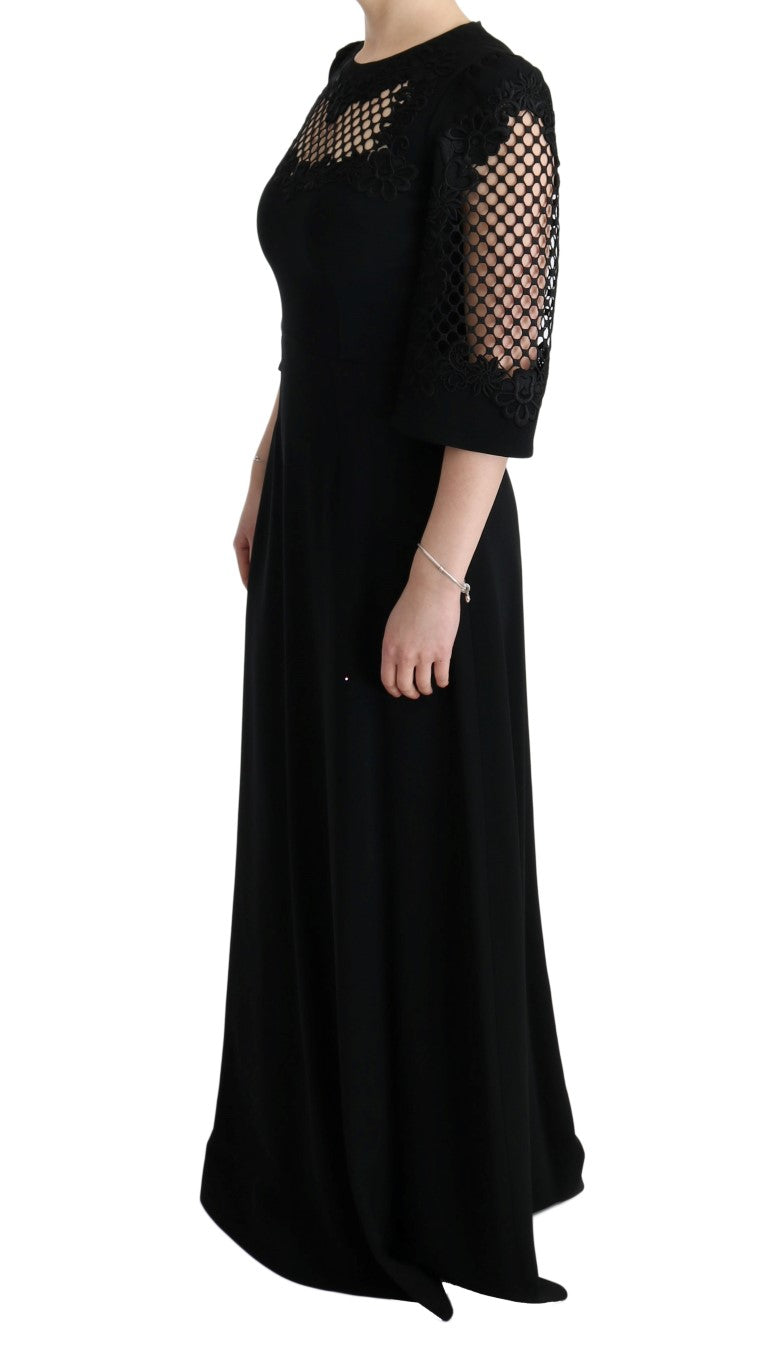 Dolce & Gabbana Schwarzes langes Stretch-Maxikleid in Shift-Form
