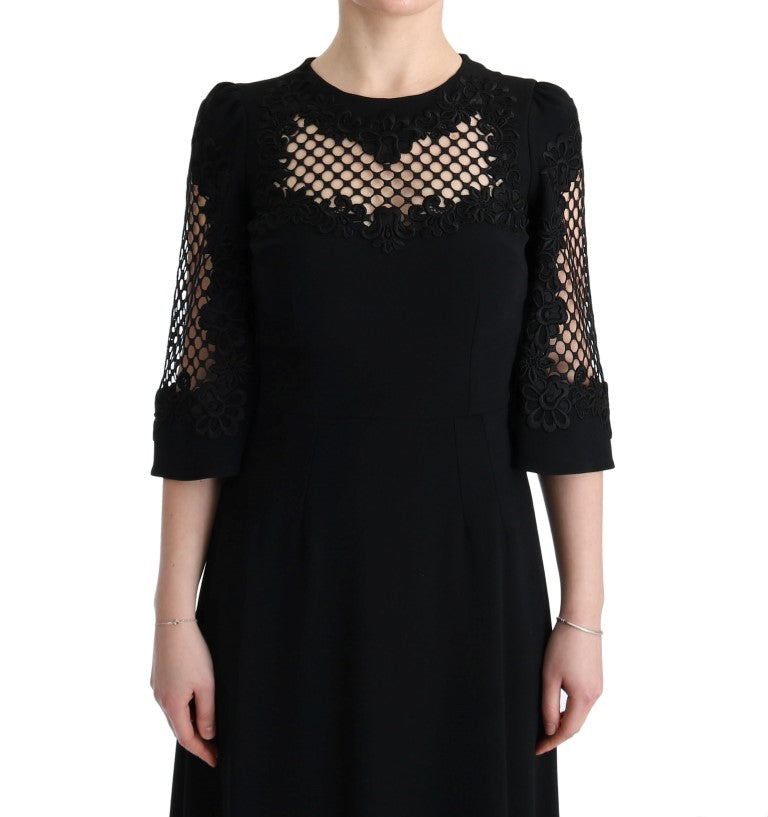 Dolce & Gabbana Schwarzes langes Stretch-Maxikleid in Shift-Form