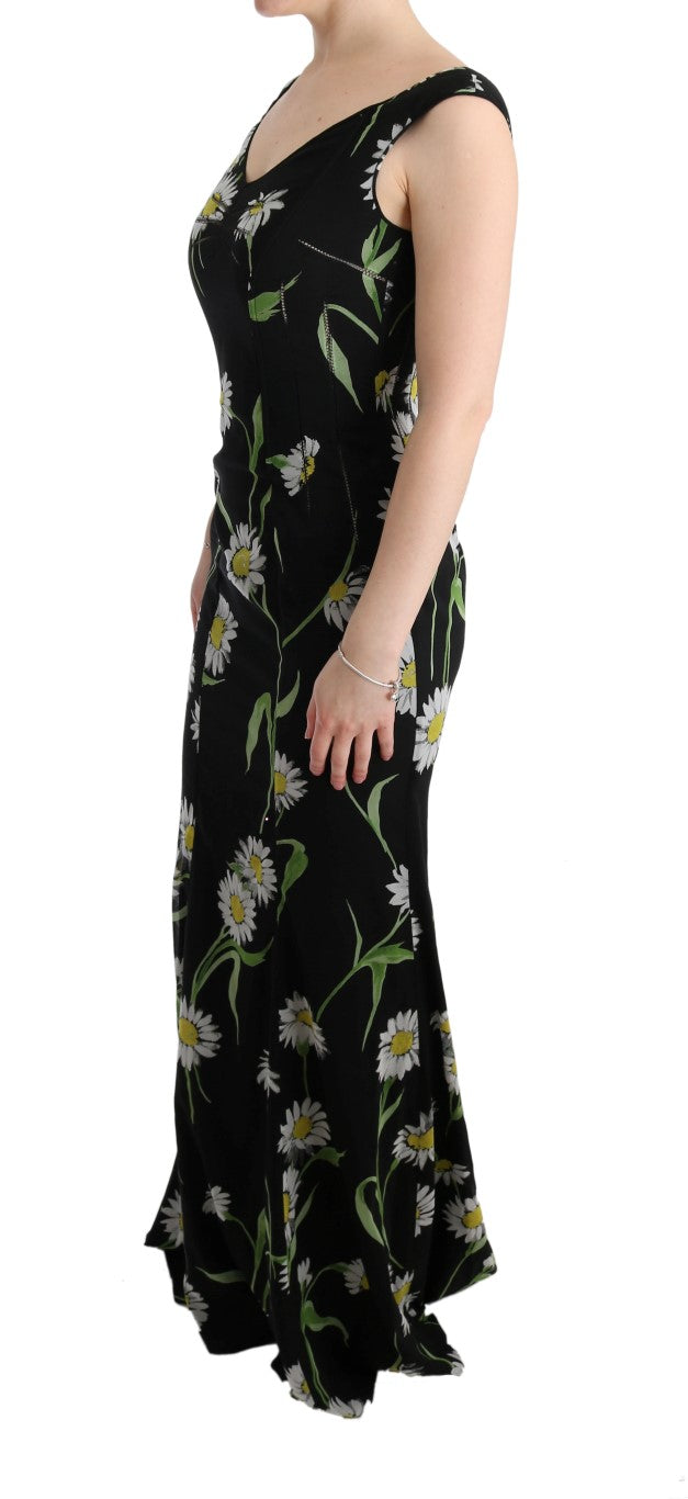 Dolce & Gabbana Sonnenblume Seidenstretch-Etuikleid