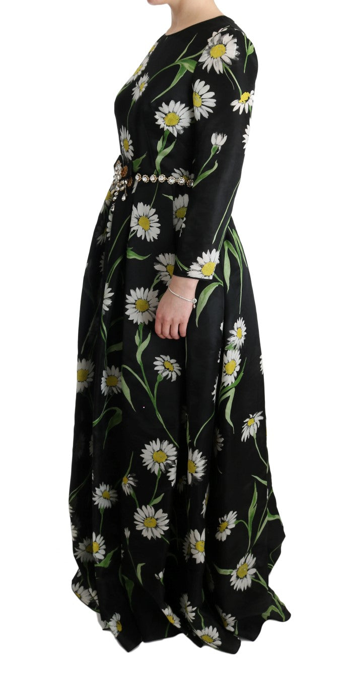 Dolce & Gabbana Langes Maxikleid mit Sonnenblumendruck aus Seide in Multicolor