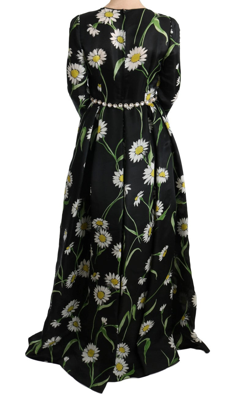 Dolce & Gabbana Langes Maxikleid mit Sonnenblumendruck aus Seide in Multicolor