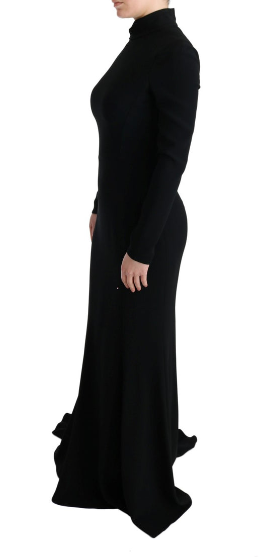Dolce & Gabbana Schwarzes langes Stretch-Etuikleid