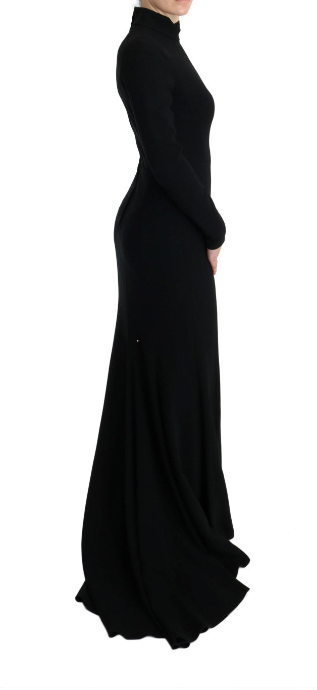 Dolce & Gabbana Schwarzes langes Stretch-Etuikleid