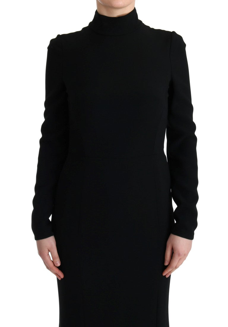 Dolce & Gabbana Schwarzes langes Stretch-Etuikleid