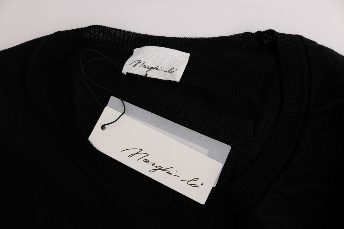 MARGHI LO' Schwarzes Oberteil aus 100% Lana-Wolle Bluse T-shirt