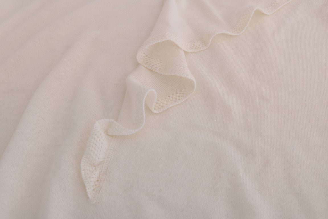 MARGHI LO' Weißes Oberteil aus 100% Lana-Wolle Bluse T-shirt