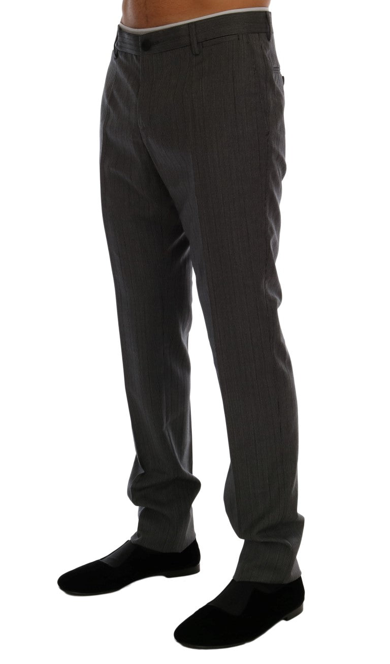 Dolce & Gabbana Graue gestreifte formelle Hose aus Wolle