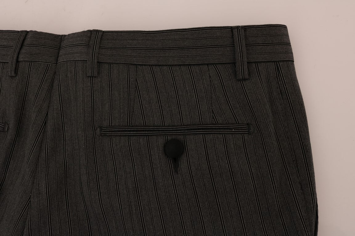 Dolce & Gabbana Graue gestreifte formelle Hose aus Wolle