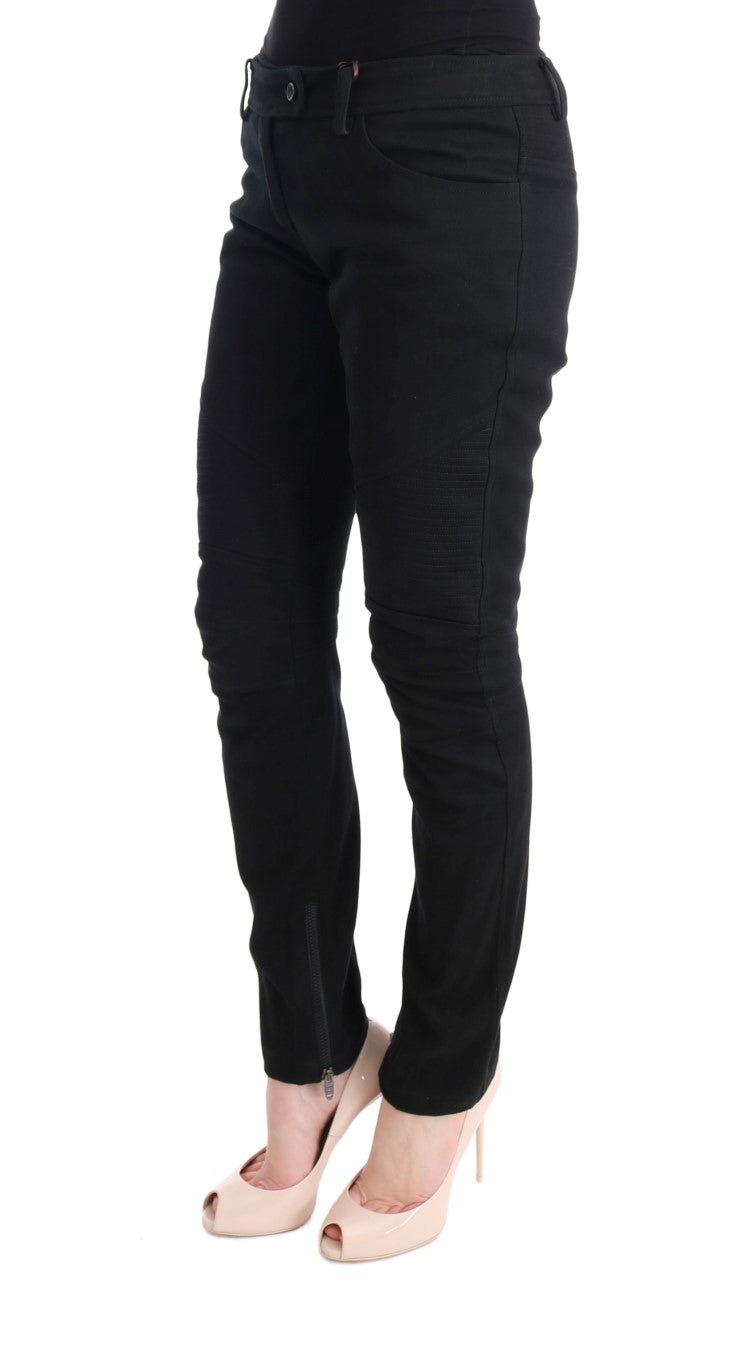 Ermanno Scervino Schwarze Slim Fit Freizeithose aus Baumwolle