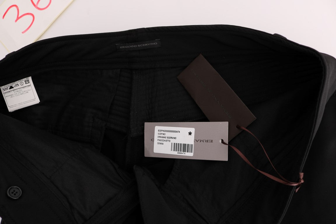 Ermanno Scervino Schwarze Slim Fit Freizeithose aus Baumwolle