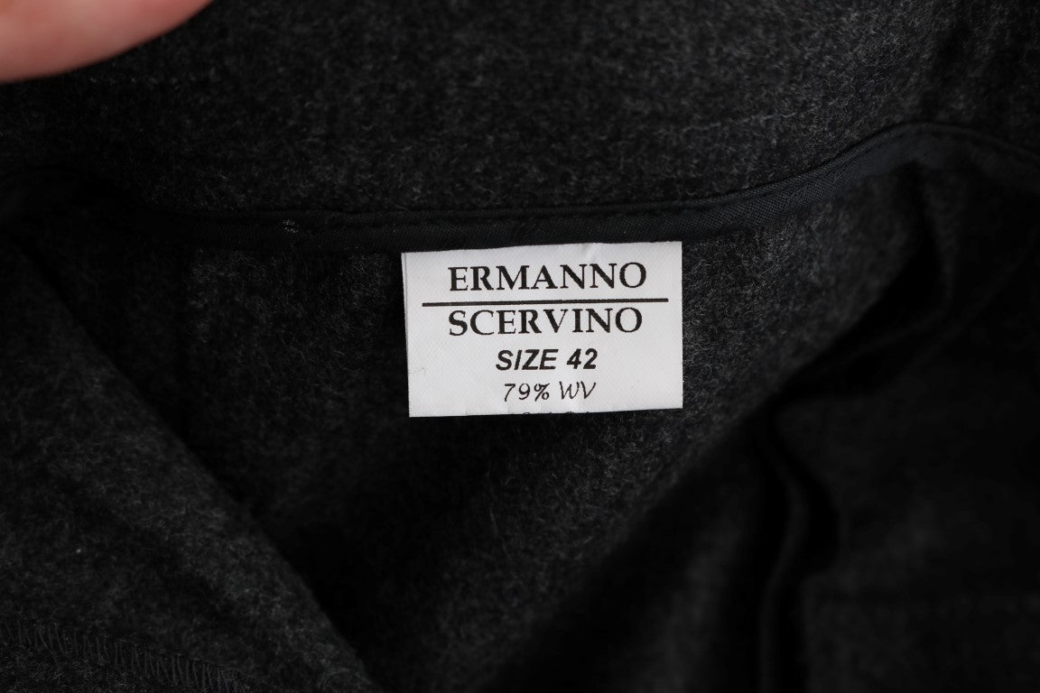 Ermanno Scervino Graue Schurwolle Skinny Freizeithose