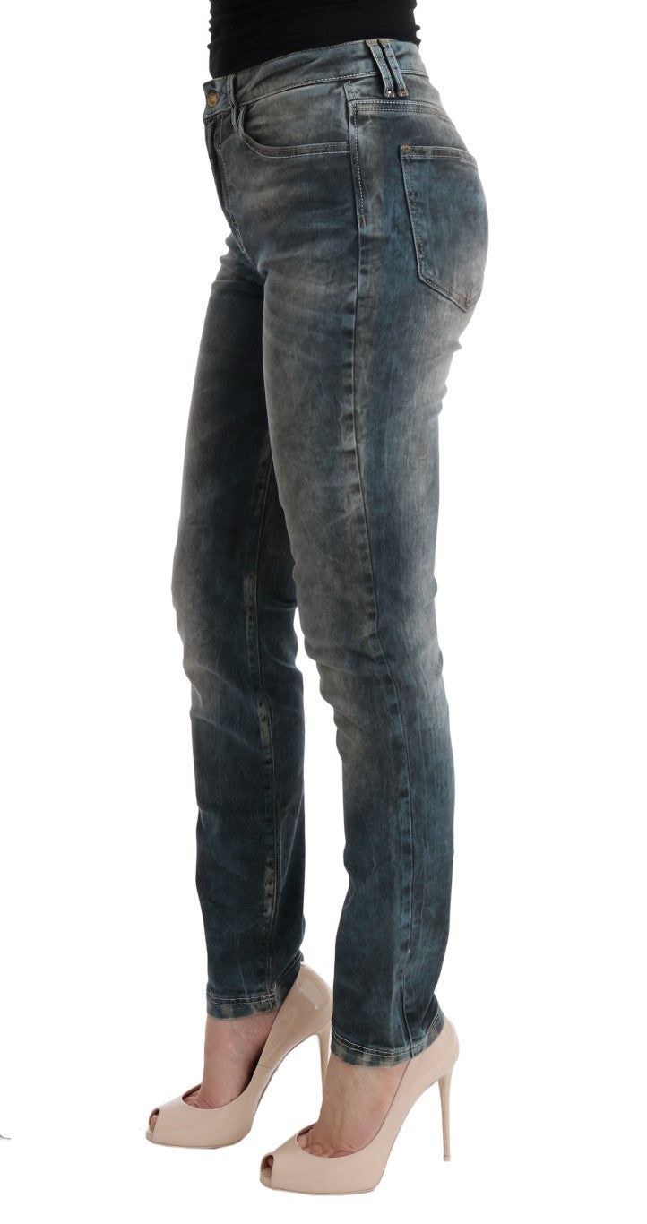 Cavalli Blaue Waschung Baumwollmischung Slim Fit Jeans