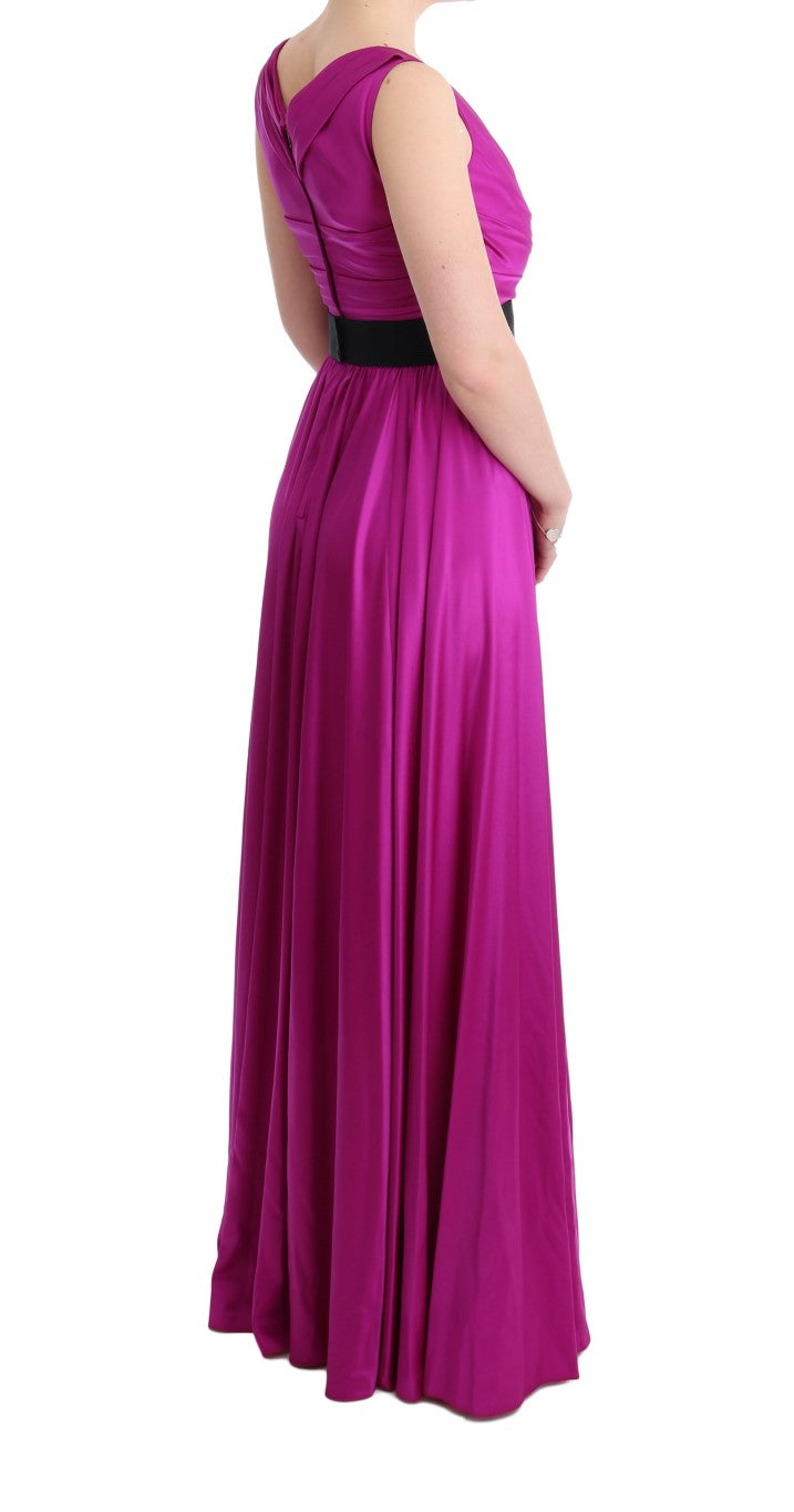 Dolce & Gabbana Langes rosa Seiden-Stretch-Shiftkleid