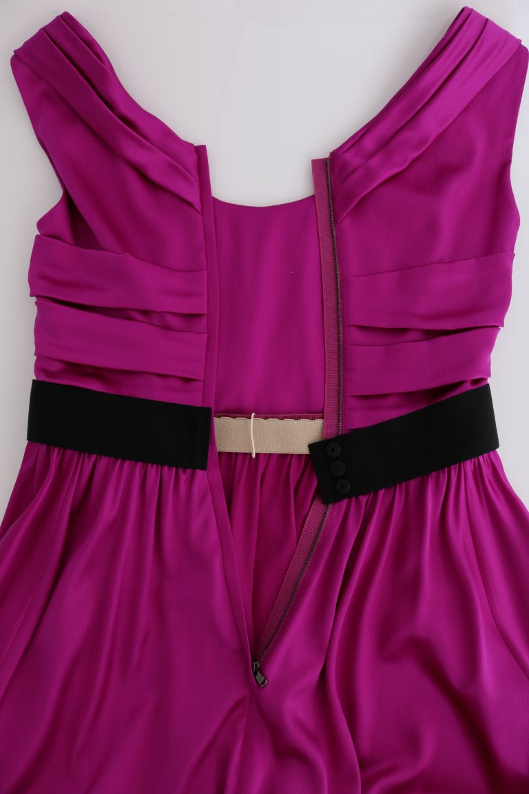 Dolce & Gabbana Langes rosa Seiden-Stretch-Shiftkleid