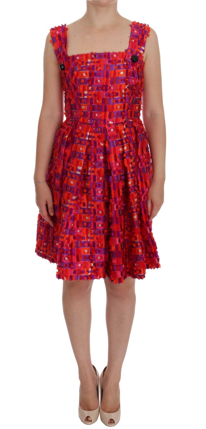 Dolce & Gabbana Rosa gemustertes Kleid in A-Linie über den Knien