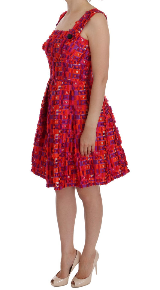 Dolce & Gabbana Rosa gemustertes Kleid in A-Linie über den Knien
