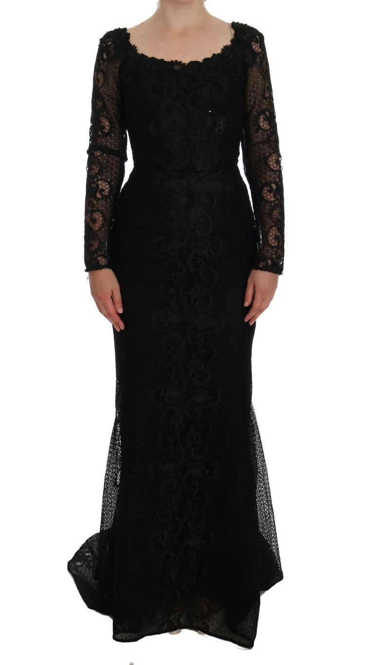 Dolce & Gabbana Schwarzes geblümtes Etuikleid