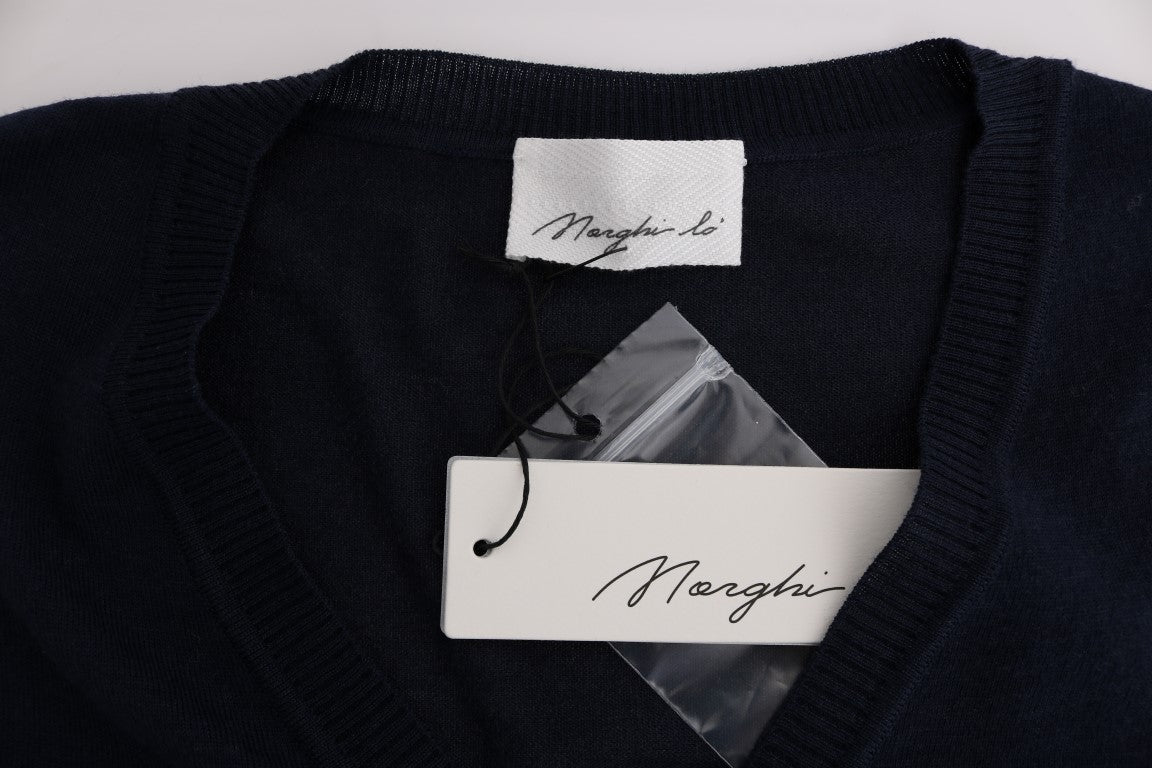 MARGHI LO' Blaue Wollbluse Pullover