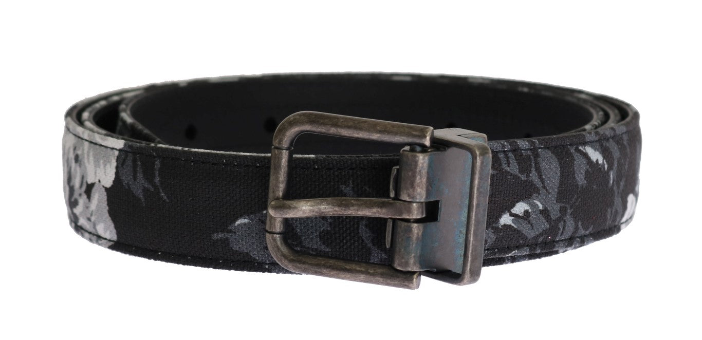 Dolce & Gabbana Schwarzer Cayman Leinen Ledergürtel