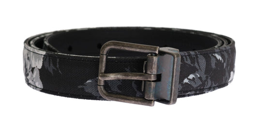Dolce & Gabbana Schwarzer Cayman Leinen Ledergürtel
