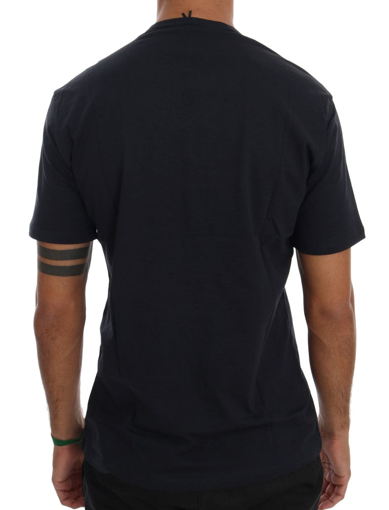Daniele Alessandrini Blaues T-Shirt mit V-Ausschnitt aus Baumwolle