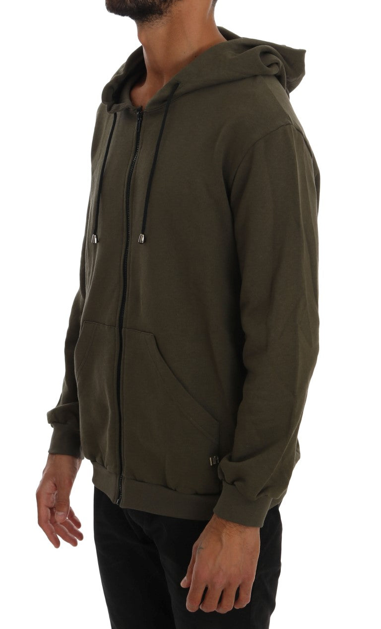 Daniele Alessandrini Grüner Pullover aus Baumwolle mit durchgehendem Reißverschluss