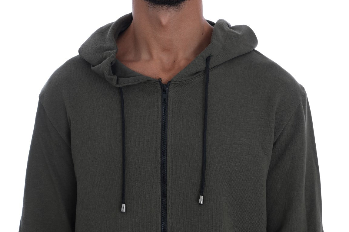 Daniele Alessandrini Grüner Pullover aus Baumwolle mit durchgehendem Reißverschluss