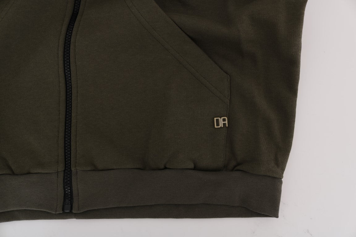 Daniele Alessandrini Grüner Pullover aus Baumwolle mit durchgehendem Reißverschluss