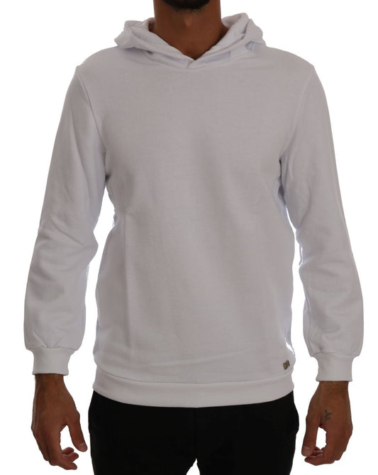 Daniele Alessandrini Weißer Pullover Hodded Baumwollpullover