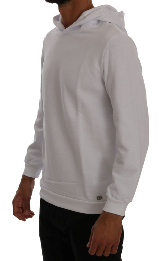 Daniele Alessandrini Weißer Pullover Hodded Baumwollpullover