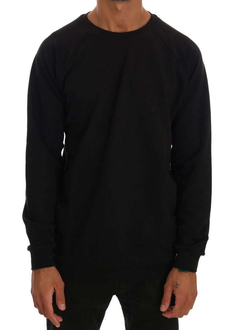 Daniele Alessandrini Schwarzer Pullover aus Baumwolle mit Rundhalsausschnitt