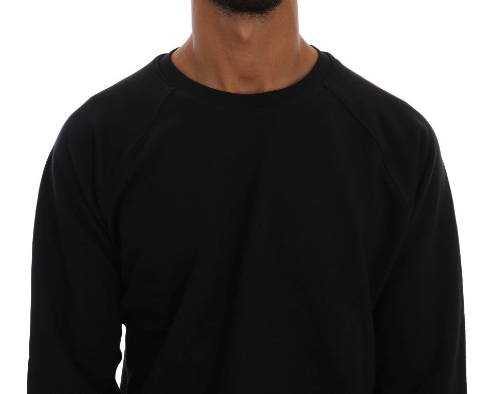 Daniele Alessandrini Schwarzer Pullover aus Baumwolle mit Rundhalsausschnitt