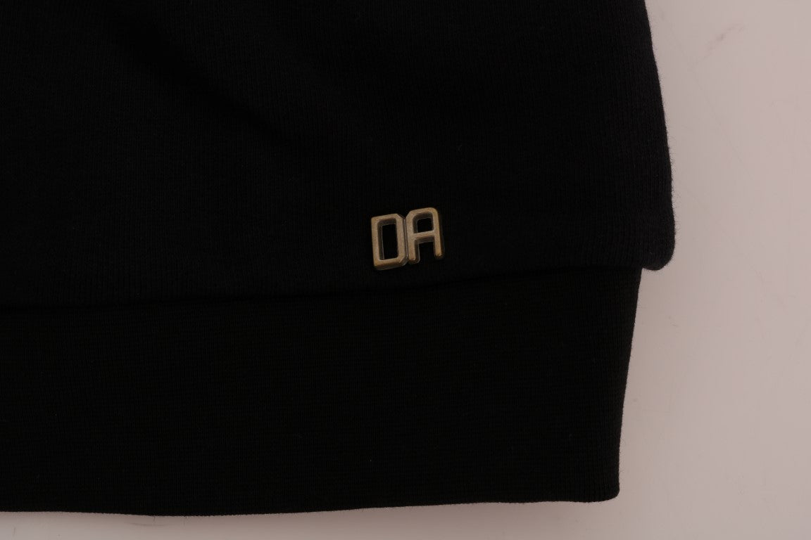 Daniele Alessandrini Schwarzer Pullover aus Baumwolle mit Rundhalsausschnitt