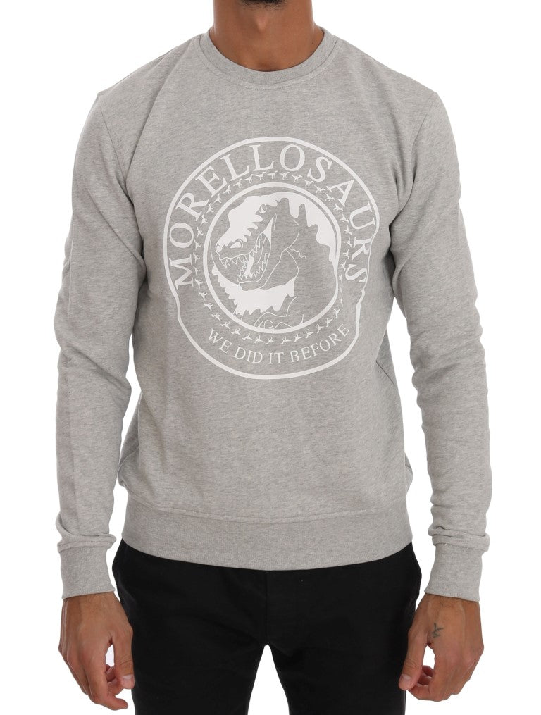 Frankie Morello Grauer Pullover aus Baumwolle mit Rundhalsausschnitt
