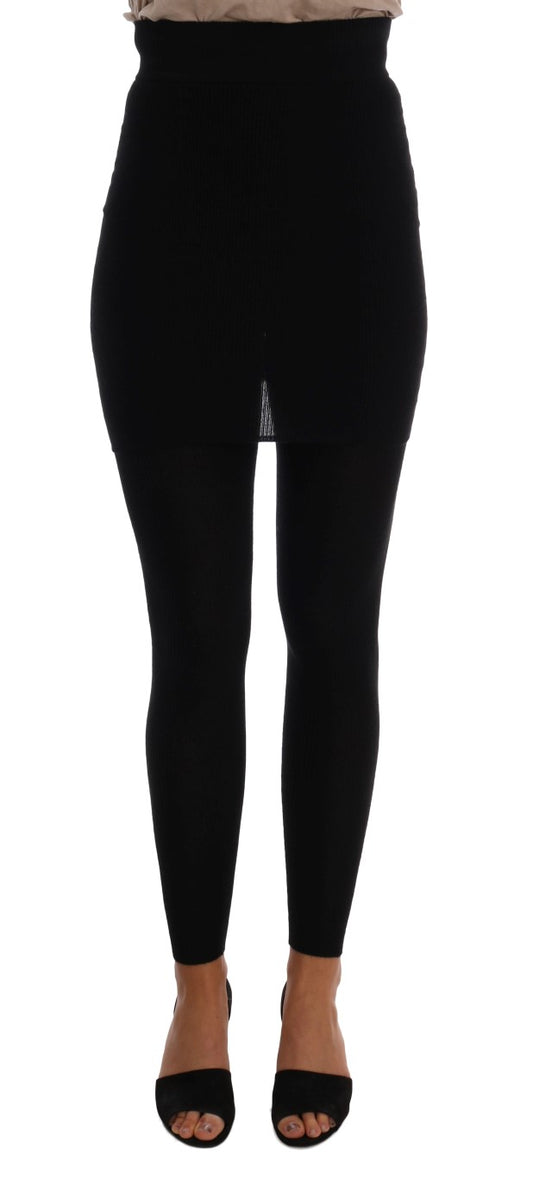 Dolce & Gabbana Schwarze Kaschmir-Seiden-Stretchstrumpfhose Strümpfe