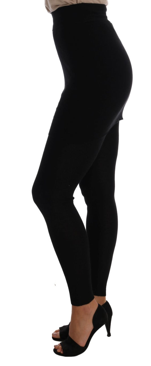Dolce & Gabbana Schwarze Kaschmir-Seiden-Stretchstrumpfhose Strümpfe