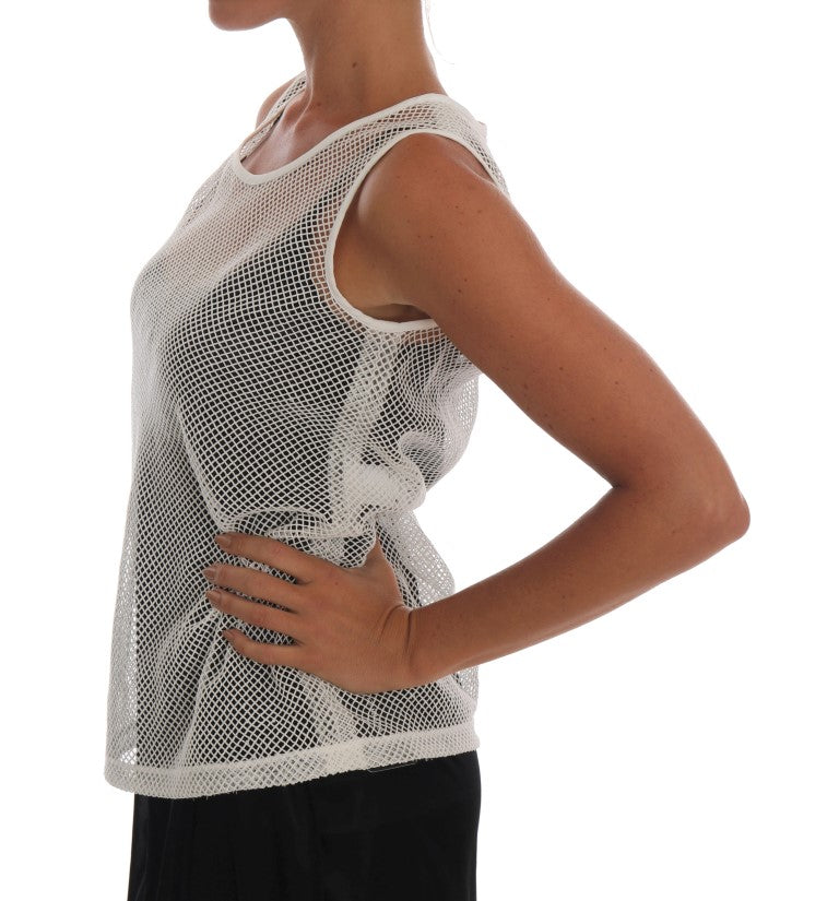 Dolce & Gabbana Weißes Netz-Tank-Transparent-Top