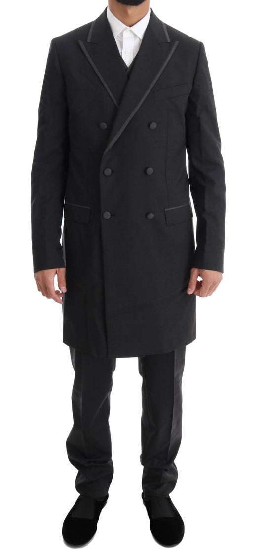 Dolce & Gabbana Grauer Woll-Stretch-3-Stück-Anzug mit zwei Knöpfen