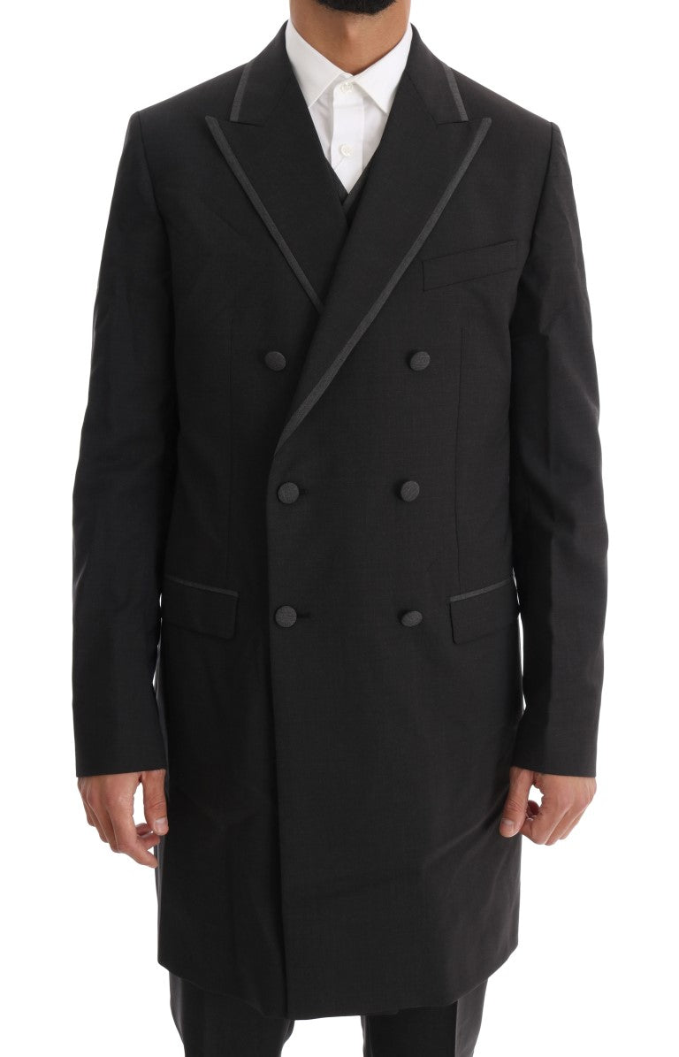 Dolce & Gabbana Grauer Woll-Stretch-3-Stück-Anzug mit zwei Knöpfen