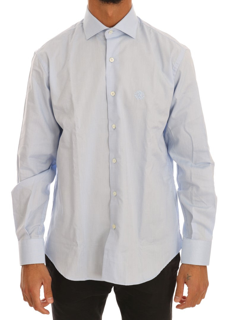 Cavalli Hellblaues Slim Fit Hemd aus Baumwolle