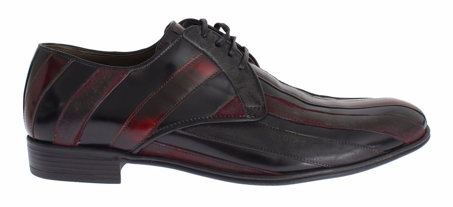 Dolce & Gabbana Schwarz Bordeaux Leder Kleid Formelle Schuhe