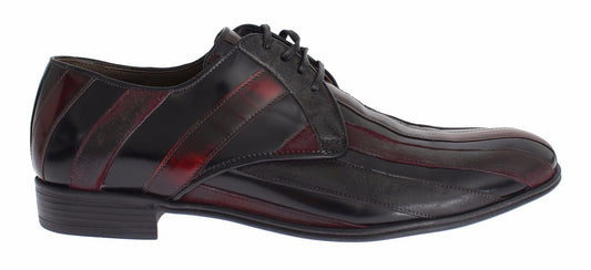Dolce & Gabbana Schwarz Bordeaux Leder Kleid Formelle Schuhe
