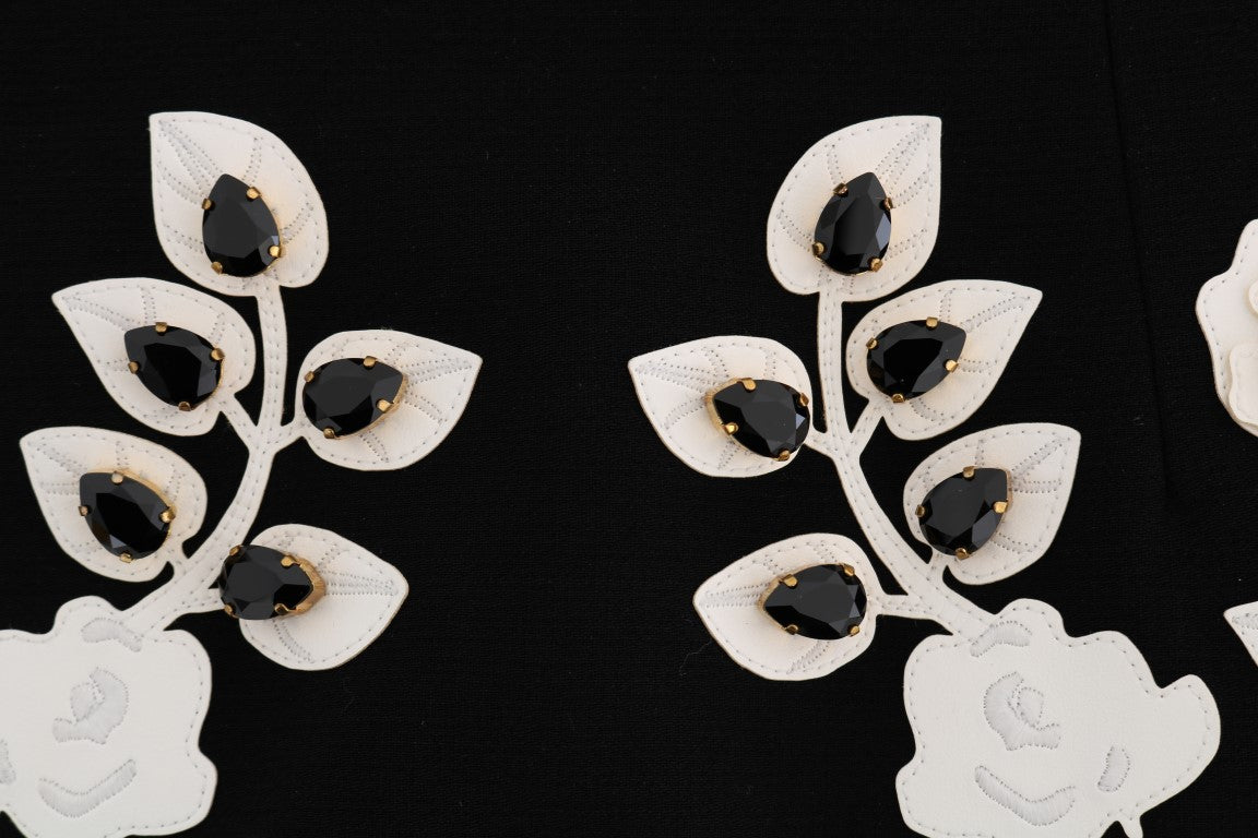 Dolce & Gabbana Schwarzer Crystal Floral Bleistiftrock
