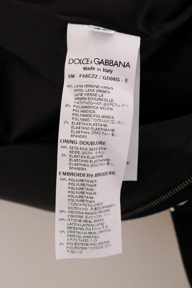 Dolce & Gabbana Schwarzer Crystal Floral Bleistiftrock