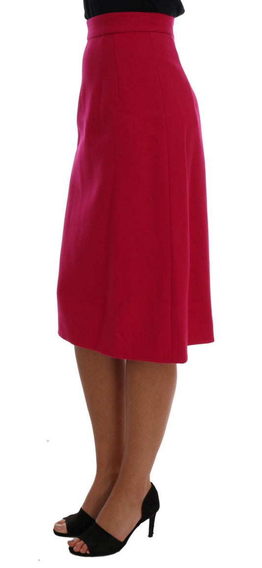 Dolce & Gabbana Knielanger A-Linien-Rock aus rosa Wolle