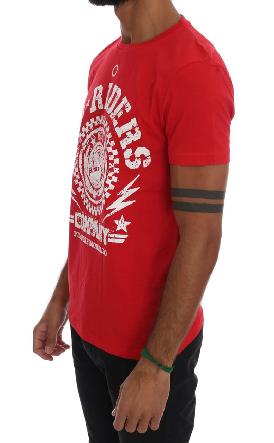 Frankie Morello Rotes Baumwoll-RIDERS T-Shirt mit Rundhalsausschnitt