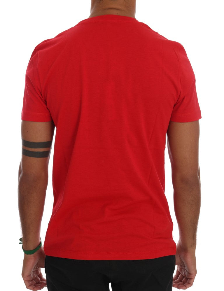 Frankie Morello Rotes Baumwoll-RIDERS T-Shirt mit Rundhalsausschnitt