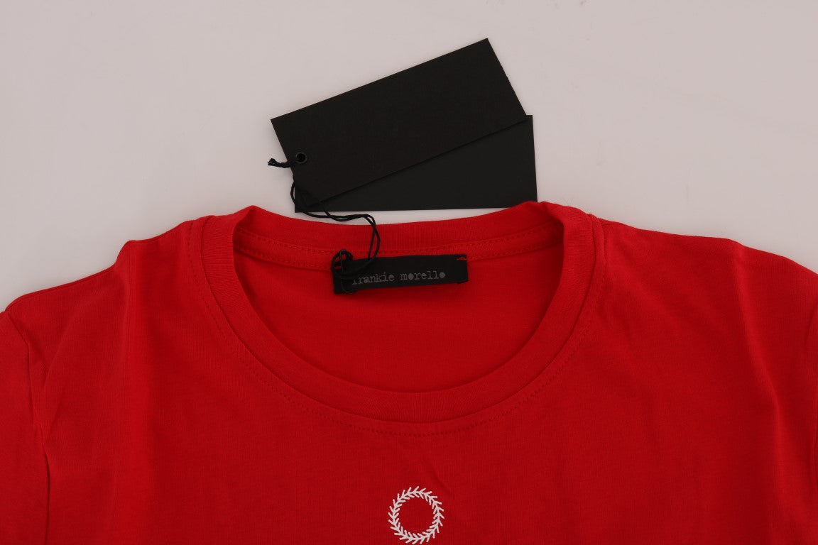 Frankie Morello Rotes Baumwoll-RIDERS T-Shirt mit Rundhalsausschnitt