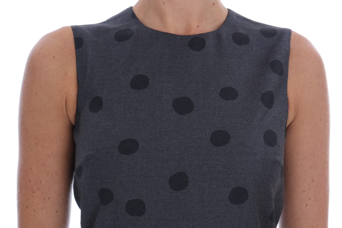 Dolce & Gabbana Graues gepunktetes Etuikleid aus Wolle