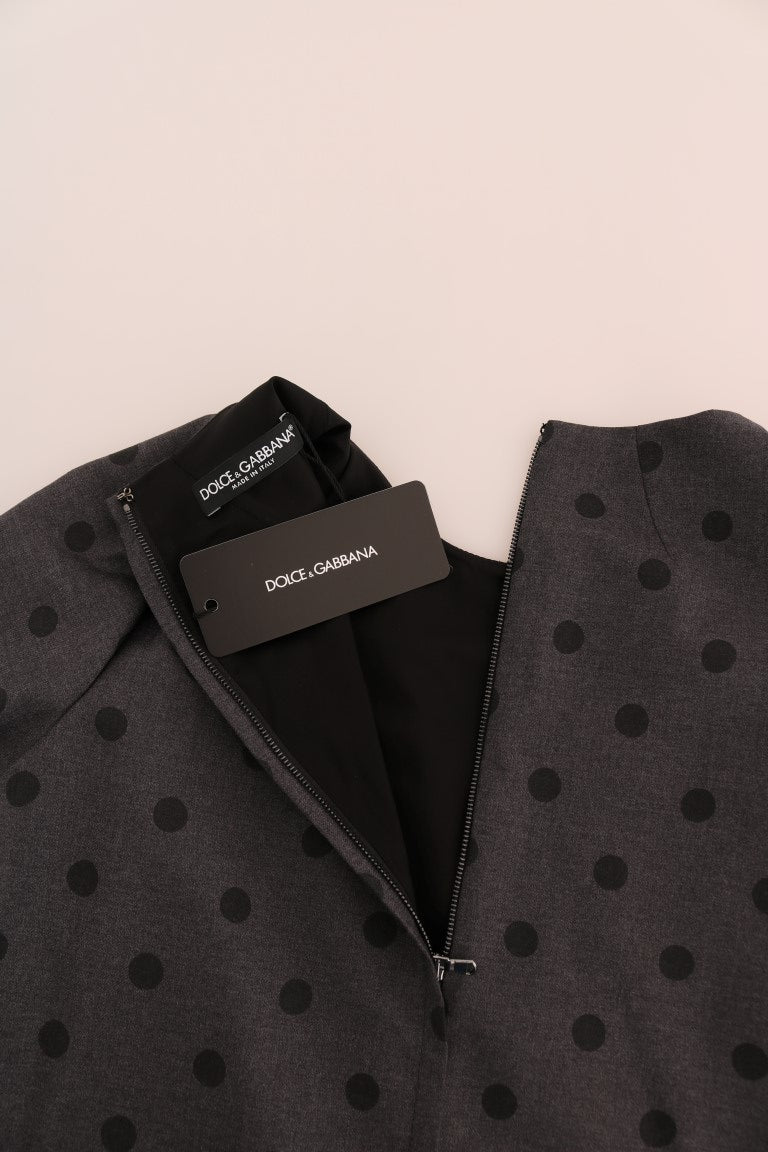 Dolce & Gabbana Graues gepunktetes Etuikleid aus Wolle